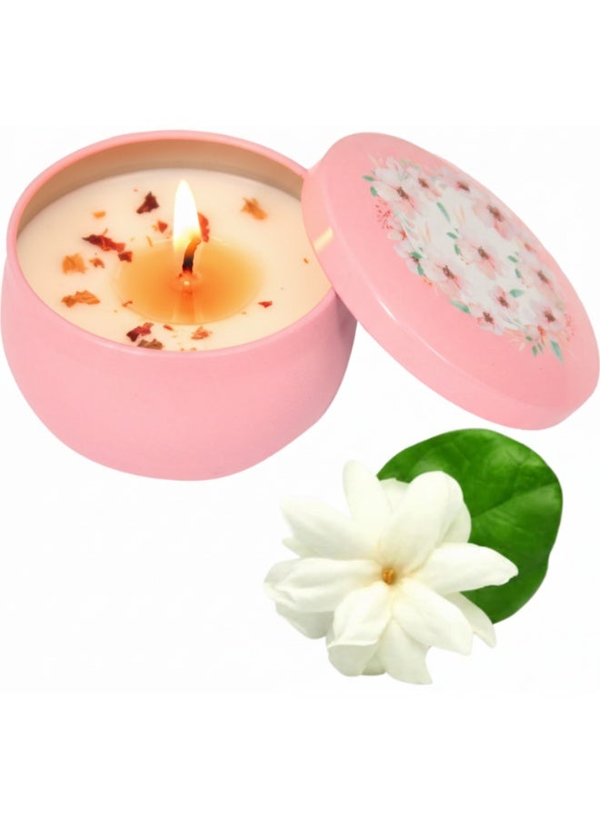 Jasmine Scented Natural Soy Wax Candle – Long Lasting 30 Hour Aromatherapy Candle for Relaxation and Home Decoration – Valentines Day Gifts for Her, Birthday Gifts for Women, Mom, Wife, Sister, Friends, Mothers Day, Anniversary, Stocking Stuffers, White Elephant, Funny Gifts – Safe Non-Toxic Candle Made from 100% Natural Soy Wax and Plant Essential Oils – Portable Aromatherapy Candle Set for Home, Room, Mood, Relaxation - Image 1